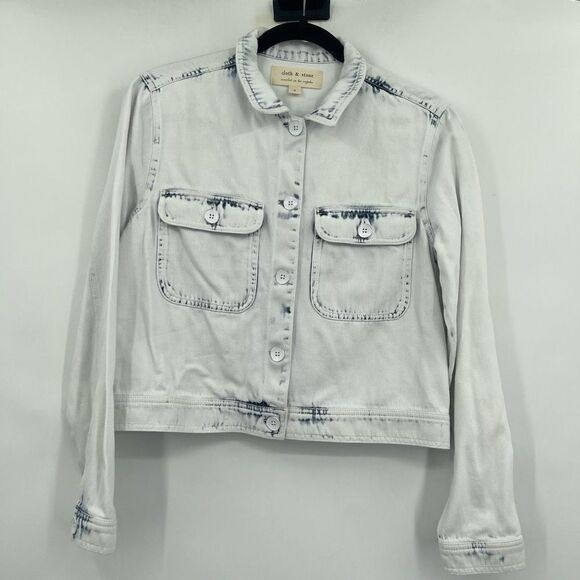 Cloth & Stone Light Blue Chambray Acid Wash Button Up Denim Jacket Small - Picture 1 of 6